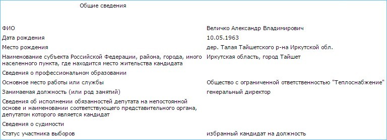 Скриншот с сайта Избирательной комиссии Иркутской области.